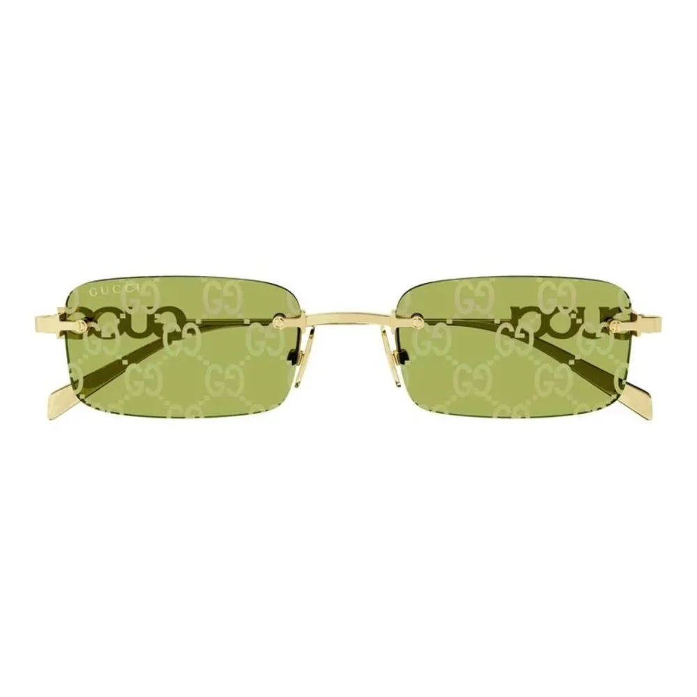 NEW GUCCI SUNGLASSES GOLD UNISEX RECTANGLE EYEWEAR GUCCI GG1808S 002